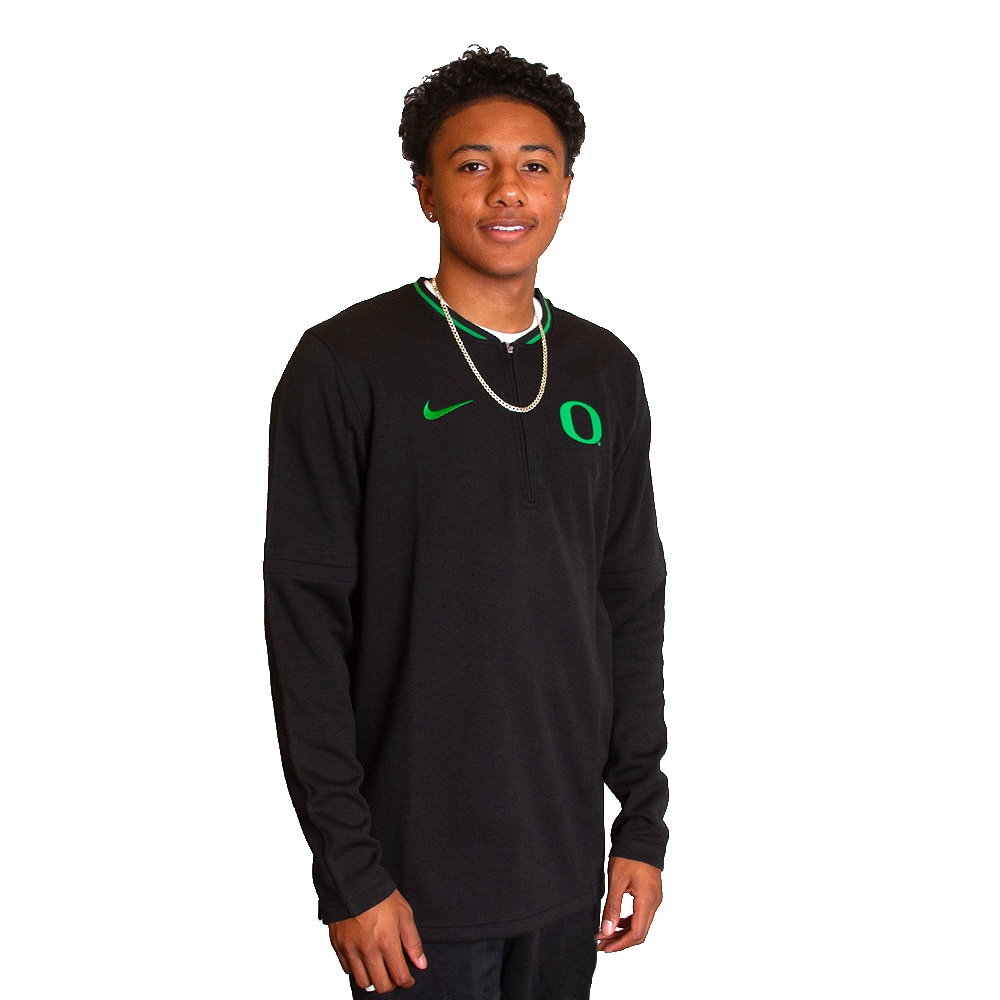 Classic Oregon O, Nike, Black, Pullover, Performance/Dri-FIT, Men, Football, Coaches, Double pique, 1/4-zip, Sweatshirt, 797550